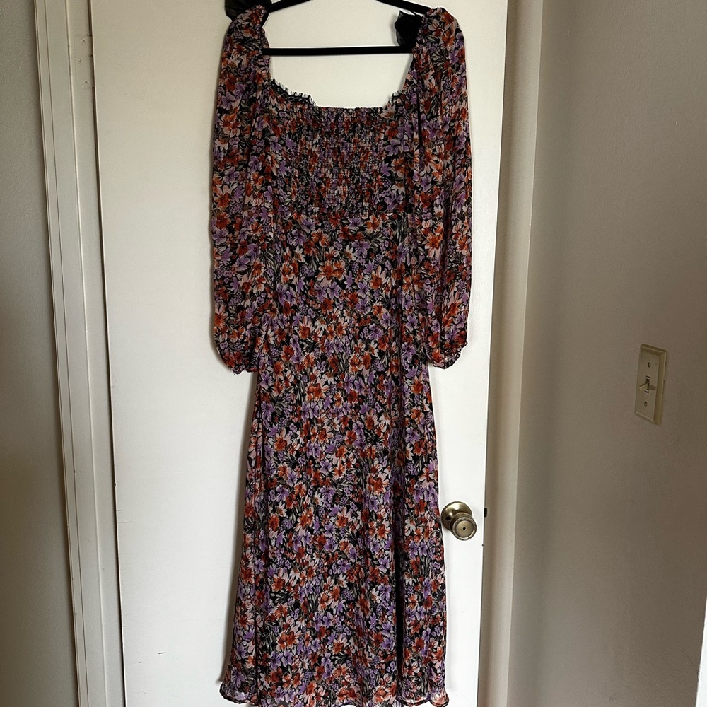Astr the Label Sylvie Dress in Orange & Purple Floral